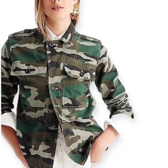 J.Crew camo green utility shacket size M - Picture 3 of 11